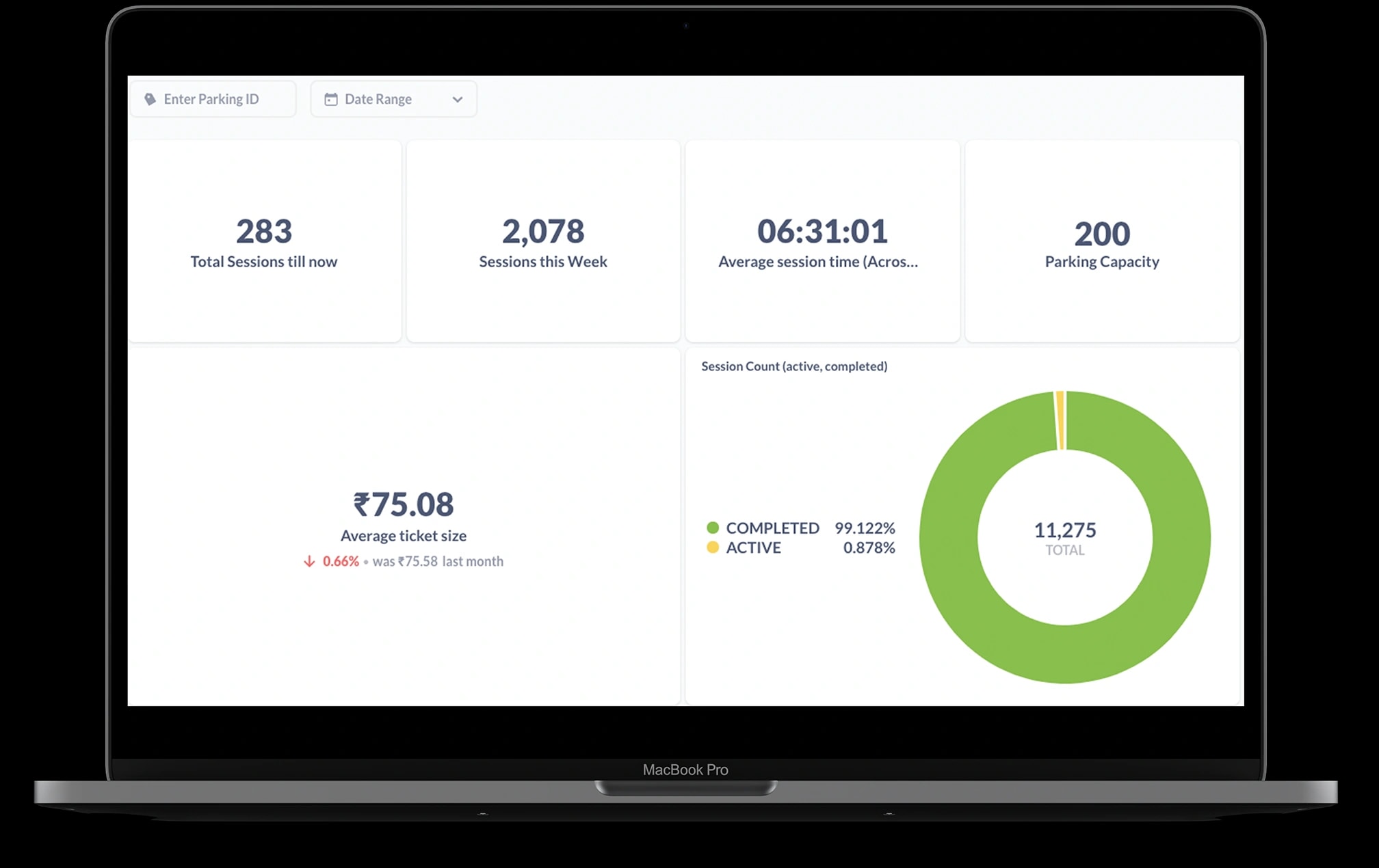 Get My Parking IQ example dashboard with parking analytics and reports